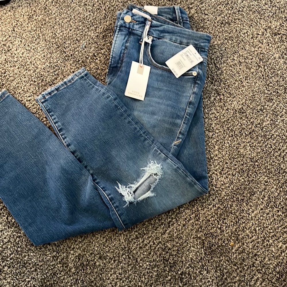 good american - good waist crop high rise jeans size 10